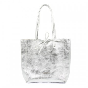 Maison Fanli | Leather Tote | Medium | Metallic Silver